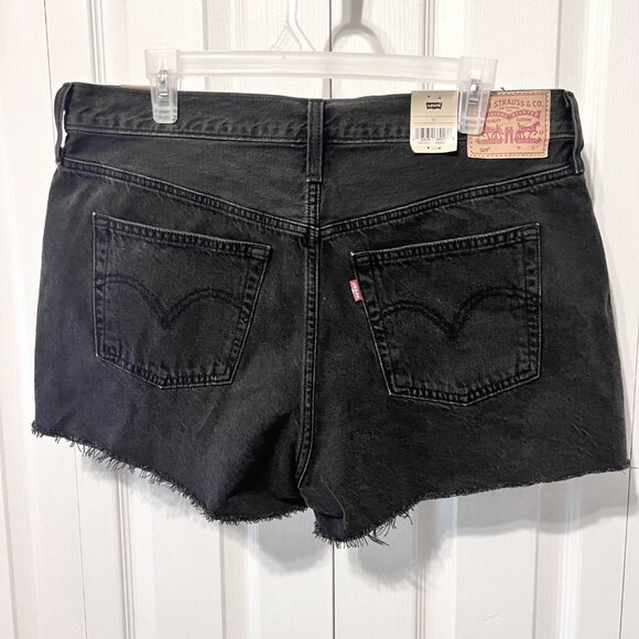 Levi Strauss & Co.501 Shorts-NWT-Black-Women's Distressed A high Rise-Button Fly - Picture 6 of 14